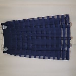 Navy Blue Tulle Striped Skirt, Size PM